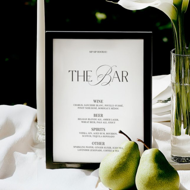Elegant Black & White Wedding Bar Menu (Elegant Black & White Wedding Bar Menu)
