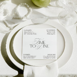 Elegant Black & White Wedding Dinner Menu Card Einladung