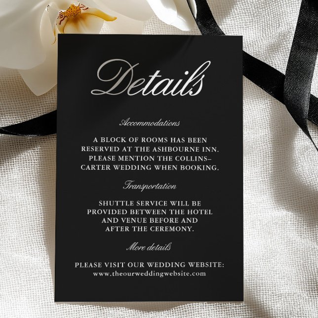 Elegant Black & White Wedding Enclosure Card Begleitkarte (Elegant Black & White Wedding Enclosure Card)