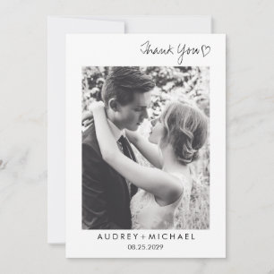 Elegant Black White Wedding Photo Thank You
