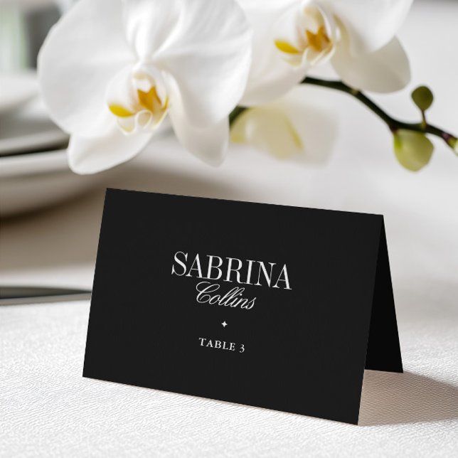 Elegant Black & White Wedding Place Card Tischnummer (Elegant Black & White Wedding Place Card)