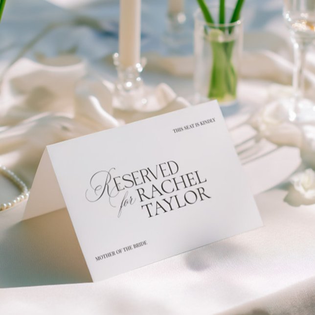 Elegant Black & White Wedding Reserved Place Card Karte (Elegant Black & White Wedding Reserved Place Card)