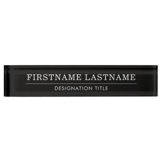Elegant Black White with Name Title Simple Line  Namensplakette