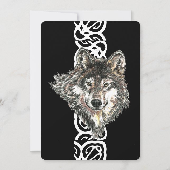 Elegant Black Wild Wolf Birthday Einladung (Vorderseite)