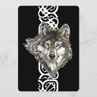 Elegant Black Wild Wolf Birthday Einladung