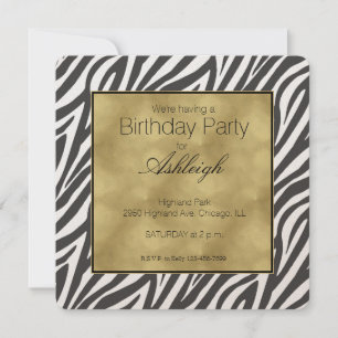 Elegant Black Zebra Print Birthday Einladung