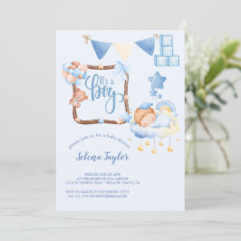 Elegant blau Es ist eine Baby-Dusche Einladung