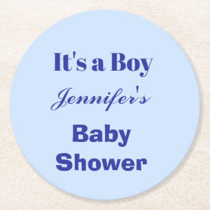 Elegant blau Es ist eine Baby-Dusche für Jungen Ge Runder Pappuntersetzer