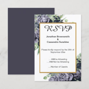 ELEGANT BLAU GOLD EUKALYPTUS ROSE RSVP EINLADUNG