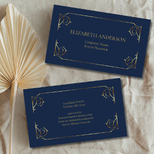 Elegant Blau Gold Schriftrolle Minimal  Visitenkarte