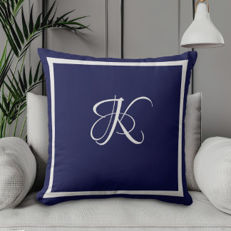 Elegant-blau-grau-Anfangsmonogramm Kissen