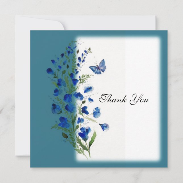 Elegant blau mit Blume (Vorderseite)