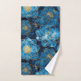 Elegant Blau und Gold Floral - Stilvoll botanisch Badhandtuch Set