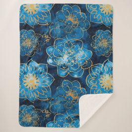 Elegant Blau und Gold Floral - Stilvoll botanisch Sherpadecke