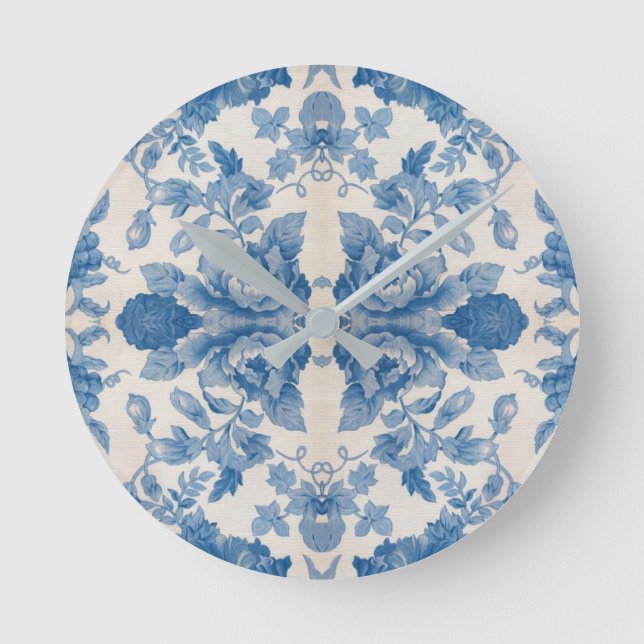 Elegant blau, Vintag Runde Wanduhr (Vorderseite)