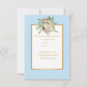 ELEGANT BLAU WEIßE BLUMEN CUSTOM RSVP KARTE