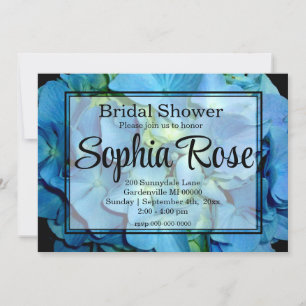 Elegant blaue aquamarine Hydrangeas blauer Rose Einladung