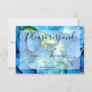 Elegant blaue aquamarine Hydrangeas blauer Rose UA RSVP Karte