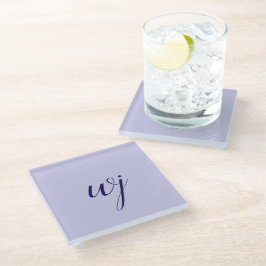 Elegant blaue Buchstaben-Initialen Glasuntersetzer