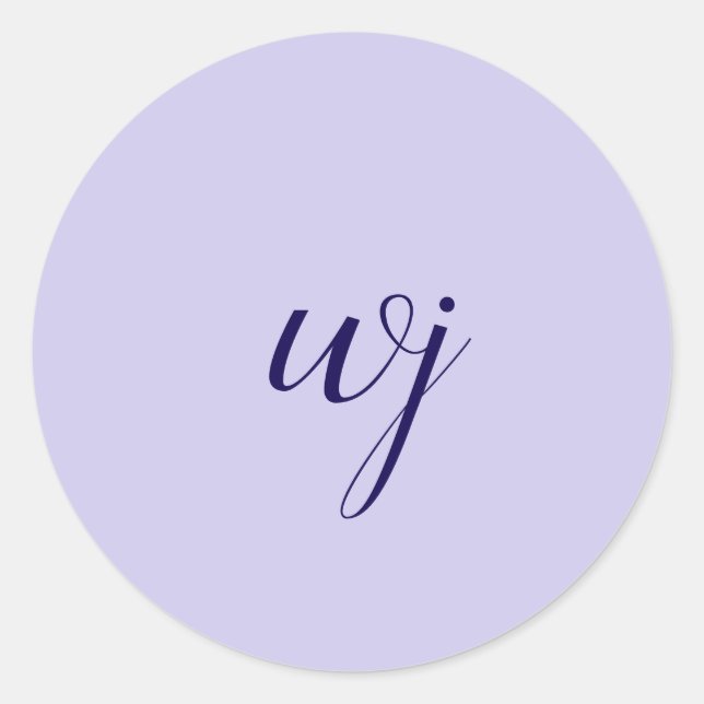 Elegant blaue Buchstaben-Initialen Runder Aufkleber (Vorderseite)