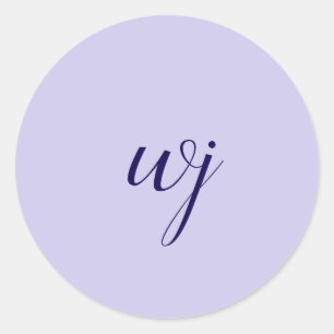 Elegant blaue Buchstaben-Initialen Runder Aufkleber