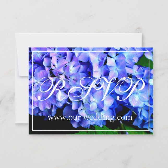 Elegant blaue lila Blumenhydrangeas Save The Date (Vorderseite)