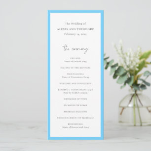 Elegant Blaue Moderne Hochzeit Programm