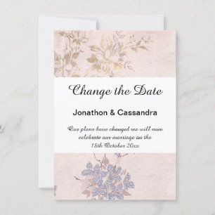 ELEGANT BLAUEN PINK FLORAL ÄNDERN DAS DATUM