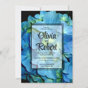 Elegant blauer aquamariner Hydrangeas-Rose Hochzei Einladung