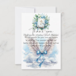 Elegant Blauer Blumenkreuz Dankeskarte