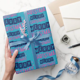 Elegant Blauer Frohe Weihnachten Feierliches Gesch Geschenkpapier