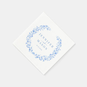 Elegant blauer Volksblume Hochzeitszettel Serviette