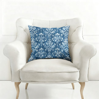 ELEGANT BLAUES VINTAGE-MUSTER KISSEN