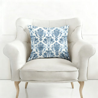 ELEGANT BLAUES VINTAGE-MUSTER KISSEN