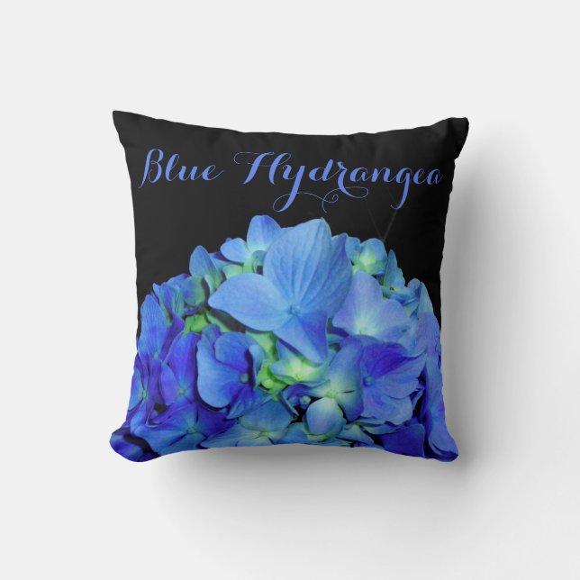 Elegant bläulich blühende Rose Blaue Hydrangeas Kissen (Vorderseite)