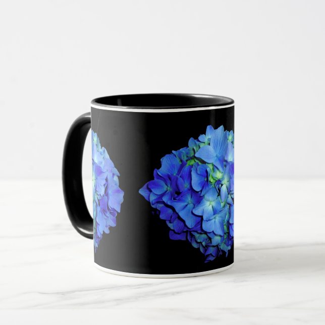 Elegant bläulich blühende Rose Blaue Hydrangeas Tasse (Vorderseite Links)