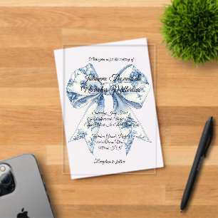 Elegant Blaulicht Weiße Bogen Hochzeit Acryleinladungen