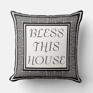 Elegant Bless Dieses Haus griechisches Schlüsselmu Kissen