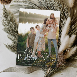 Elegant Blessings Script Foto Grün Weihnachten