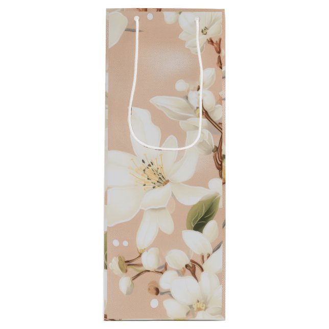 "Elegant Bloom Wine Bag" Geschenktüte Für Weinflaschen (Vorderseite)