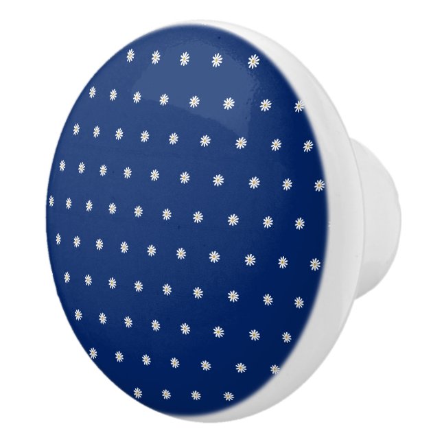 Elegant Blooming Flower Pattern on Navy Blue Keramikknauf (Rechts)