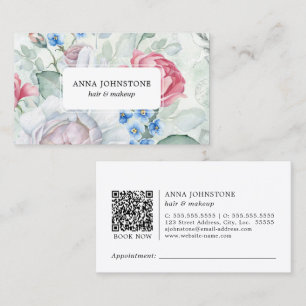 Elegant Blooms QR-Code Termin Visitenkarte