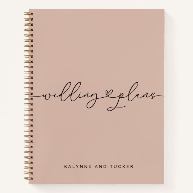 Elegant Blossom Pink Wedding Plans Heart Notebook Notizbuch (Vorderseite)