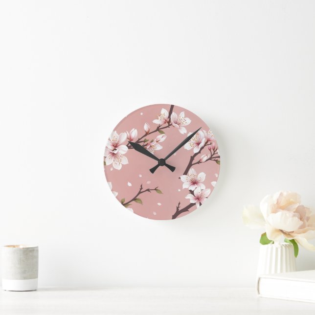 Elegant blossoms Clock Runde Wanduhr (Zuhause)