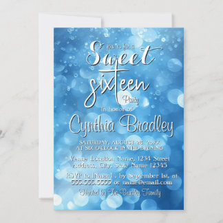 Elegant Blue 16 . Geburtstag Geburtstagsparty Einladung