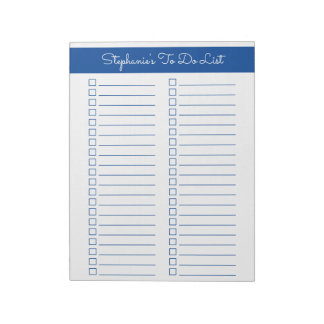 Elegant Blue 8.5x11 Two Column Checklist Notizblock