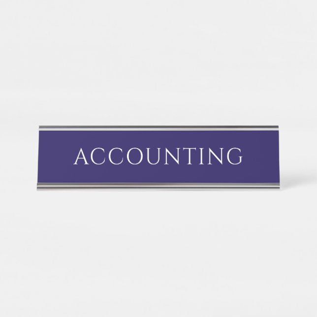 Elegant Blue Accounting Office Name Plate Schreibtischnamensplakette (Vorderseite )