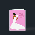 Elegant Blue African American Sister Birthday Card Karte<br><div class="desc">Diese luftige Blumenkarte zeigt eine afroamerikanische Rose mit einem wunderschönen weißen Ziegenkleid. Schicken Sie Ihrer Schwester eine herzliche Karte,  die genau das ausdrückt,  was Sie gewollt haben zu sagen.</div>