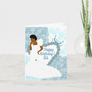 Elegant Blue African American Sister Birthday Karte