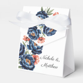 Elegant Blue and Burnt Orange Floral Wedding Geschenkschachtel
